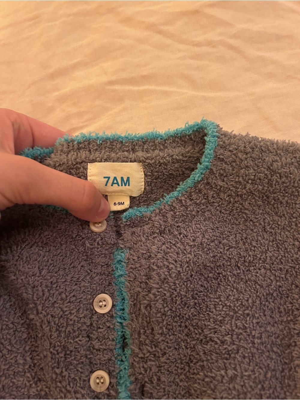 7AM Kids Gray Terry One-Piece with Teal Trim